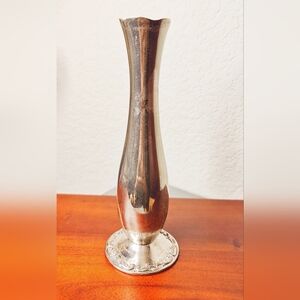 Vintage Teleflora Silver Plated Bud Vase | Ornate Footed Trumpet Style | Elegant